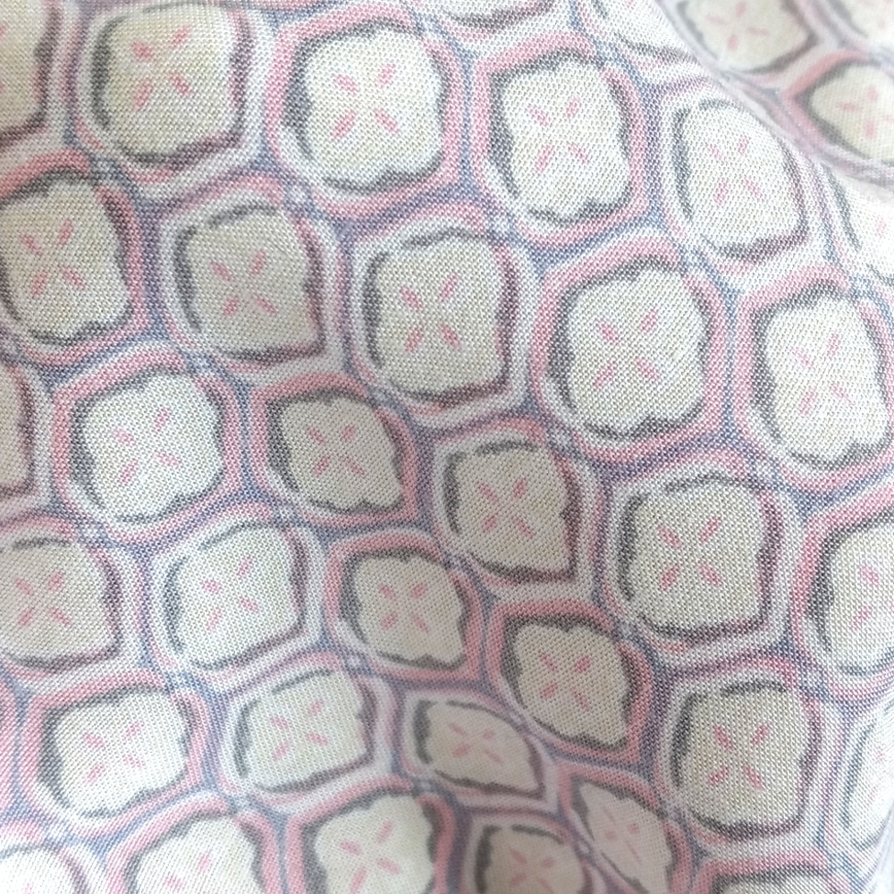 Cynthia Rowley Women's Lavender & Cream Abstract Motif Rayon 3/4 Sleeve Blouse M - Picture 10 of 11